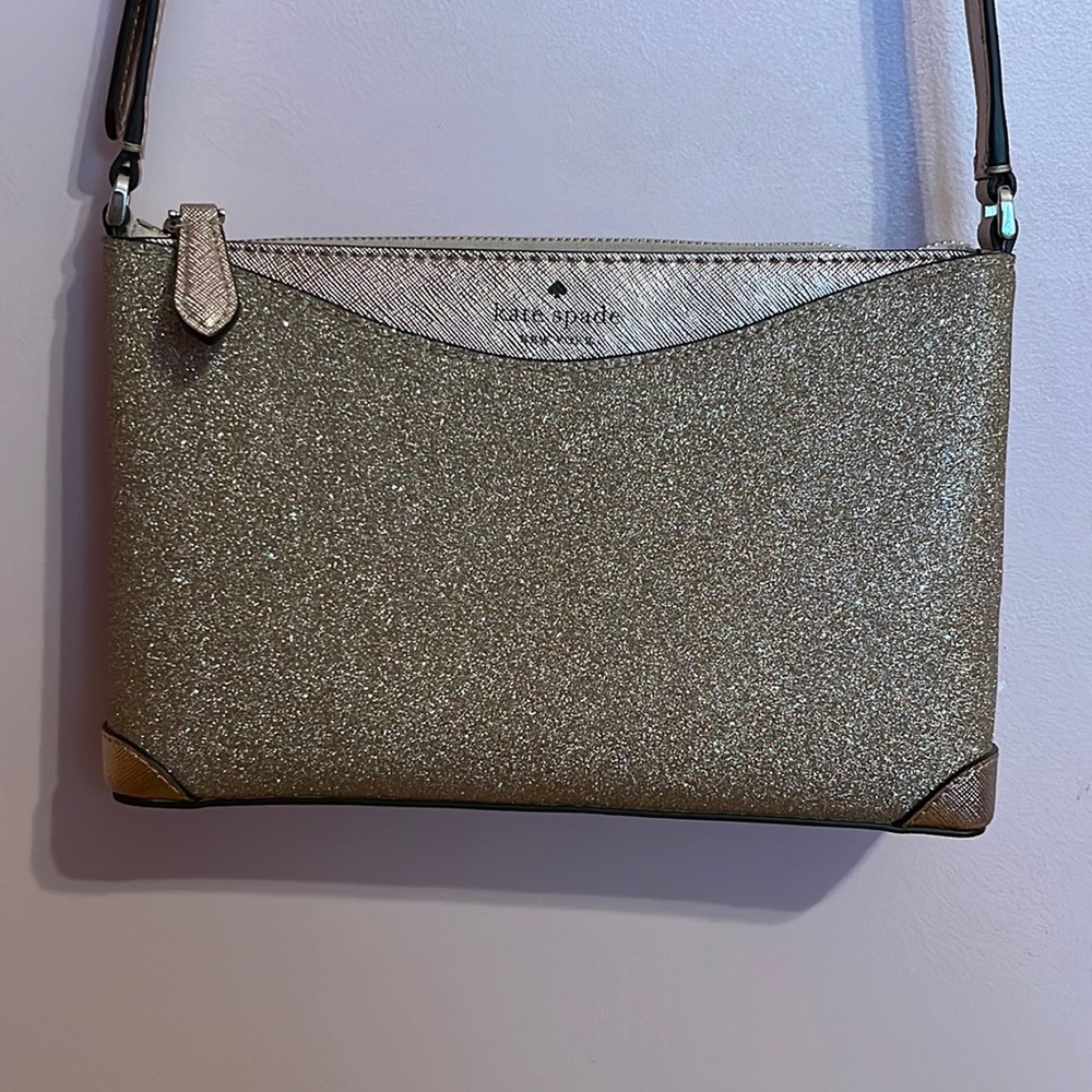 Kate spade rose gold glitter crossbody